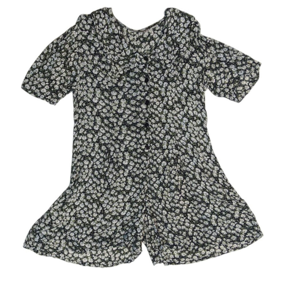 Vtg 90s Anegada's Cottage Prairie Floral Textured Short Sleeve Romper L - Picture 1 of 8